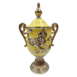 Tibor/Trofeo Porcelana 54 x 31 cm Pavo Real (Amarillo con dorado) 22 in